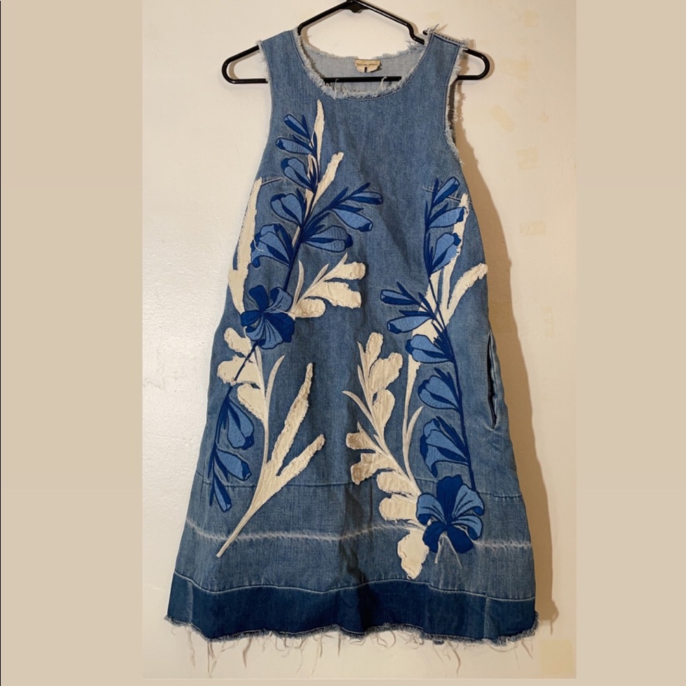 Floral jean patch dress